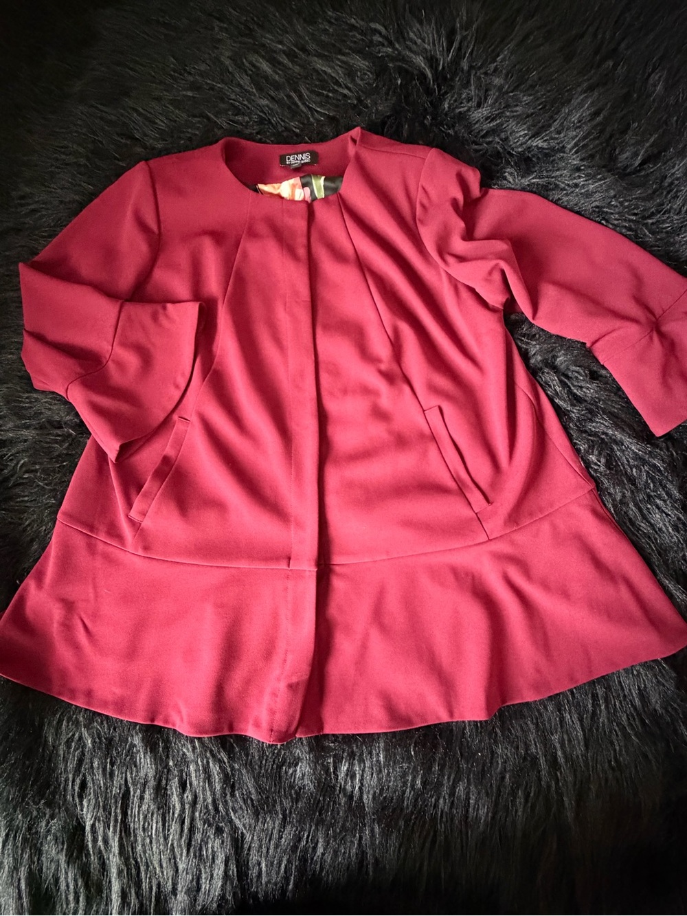 Dennis Basso Burgundy Peplum Jacket